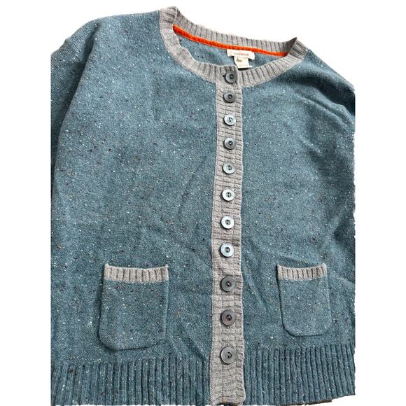 Sundance Women’s 100% Merino Wool Sweater Blue Gray Woven Button Front Size S - Picture 3 of 6